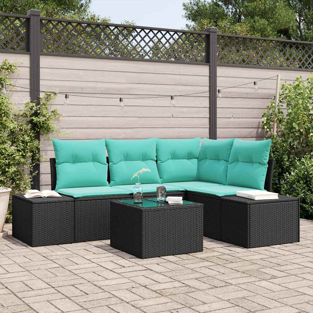 vidaXL Tuinbank Set 4 st Bruin en Rood poly rattan