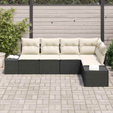 vidaXL Tuinbank Set met opslag 5 pcs Zwart en Crème poly rattan