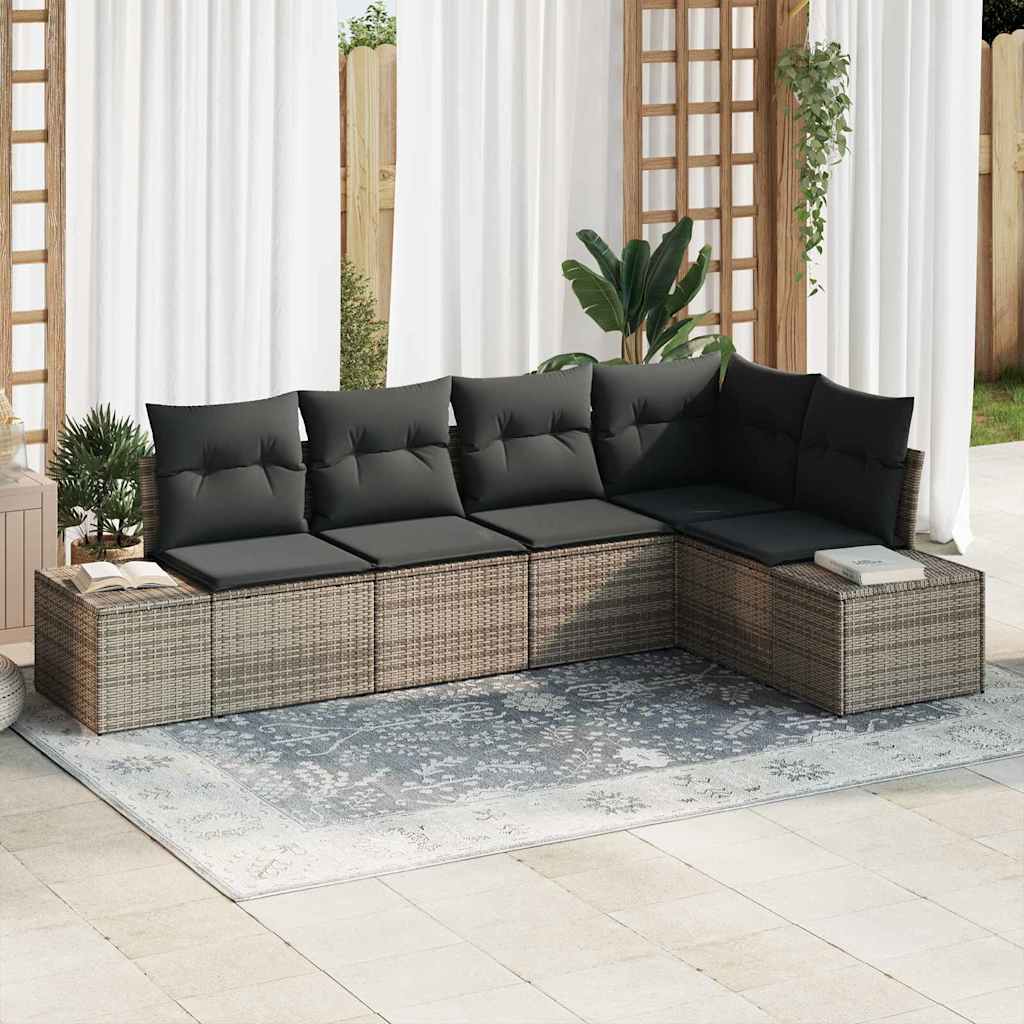 vidaXL Tuinbank Set met opslag 5 pcs Zwart en Crème poly rattan