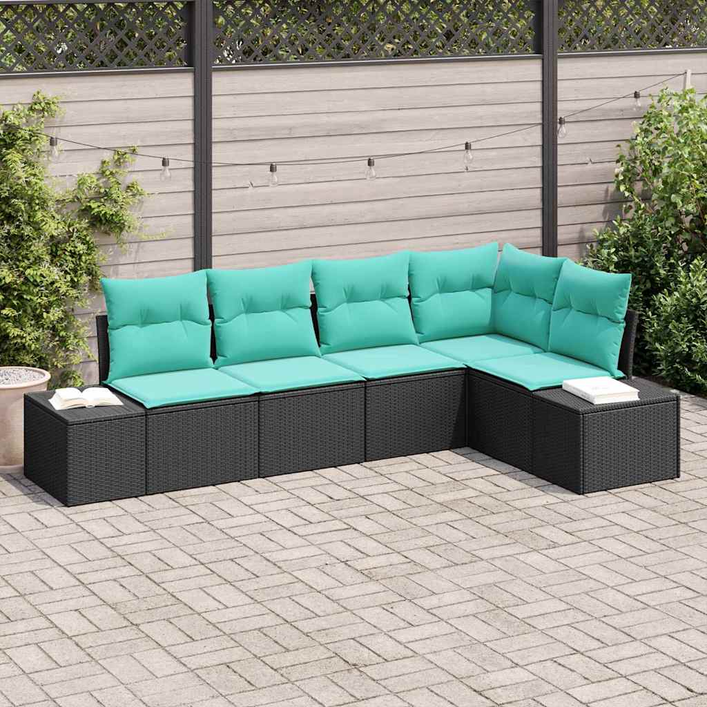 vidaXL Tuinbank Set 5 st Bruin en Rood poly rattan