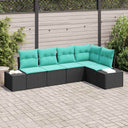 vidaXL Tuinbank Set 5 st Bruin en Rood poly rattan
