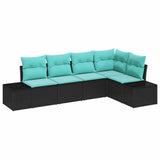 vidaXL Tuinbank Set 5 st Bruin en Rood poly rattan