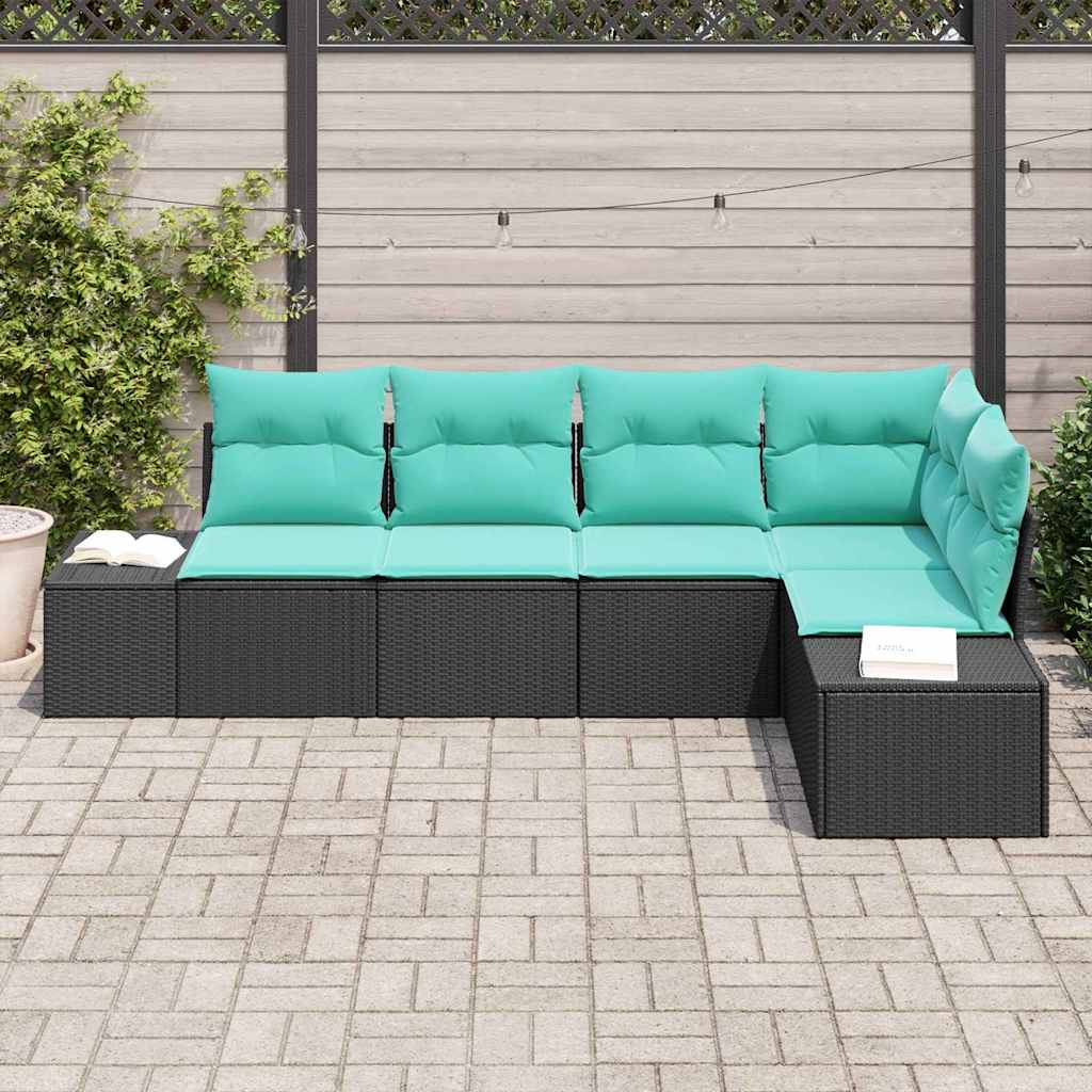 vidaXL Tuinbank Set 5 st Bruin en Rood poly rattan