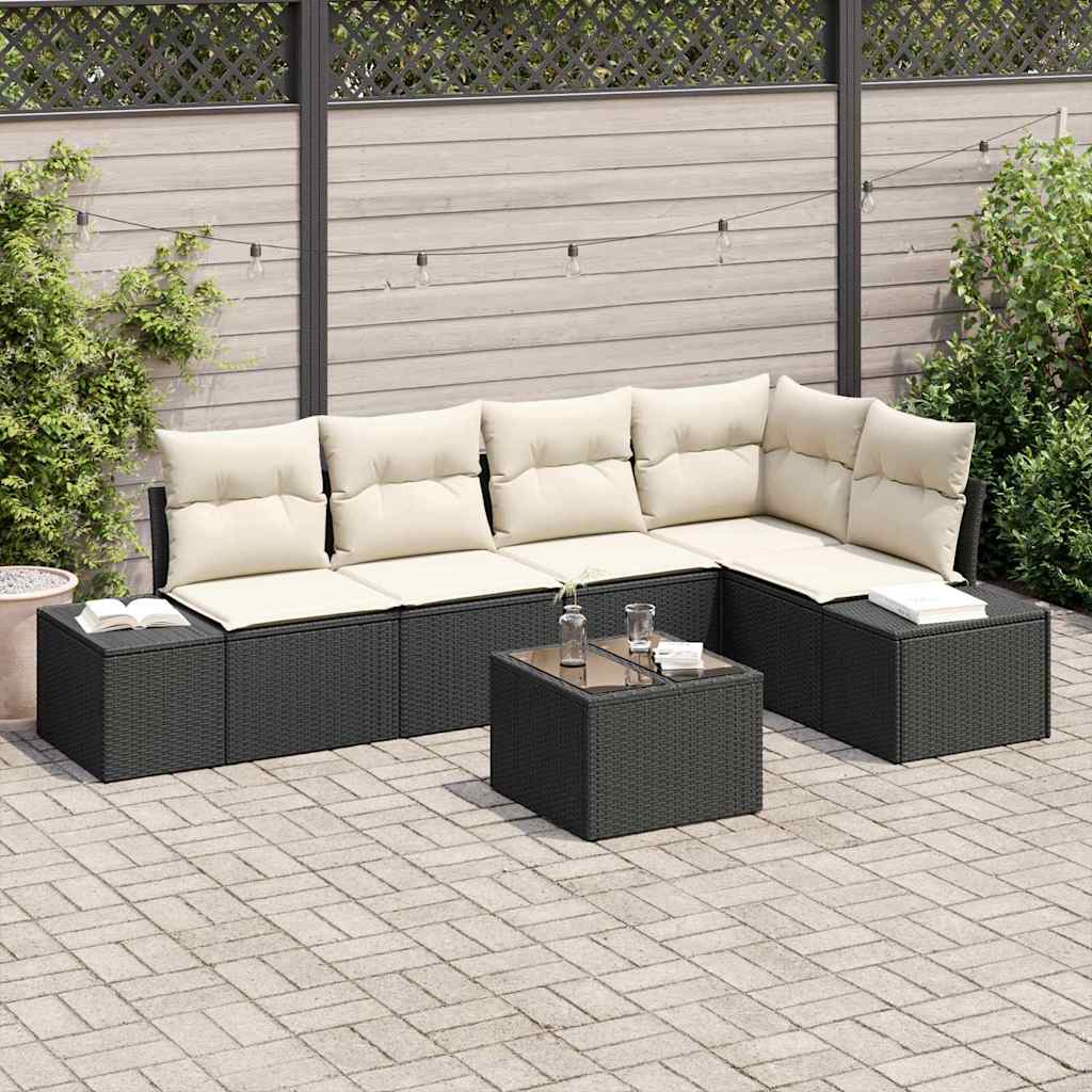 vidaXL Tuinbank Set met opslag 5 pcs Zwart en Crème poly rattan