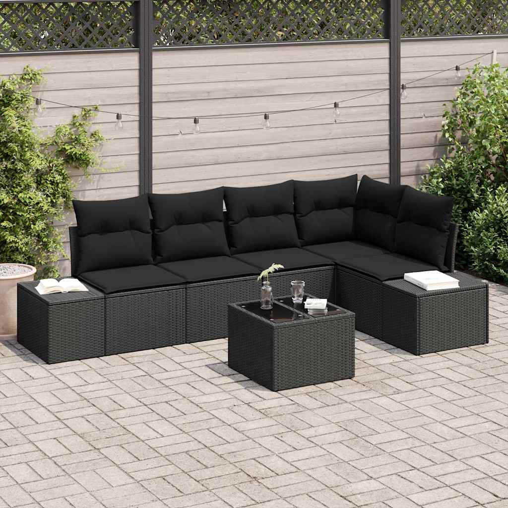 vidaXL Tuinbank Set met opslag 5 pcs Zwart en Crème poly rattan