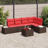 vidaXL Tuinbank Set 5 st Bruin en Rood poly rattan