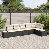 vidaXL Tuinbank Set met opslag 6 pcs Zwart en Crème poly rattan