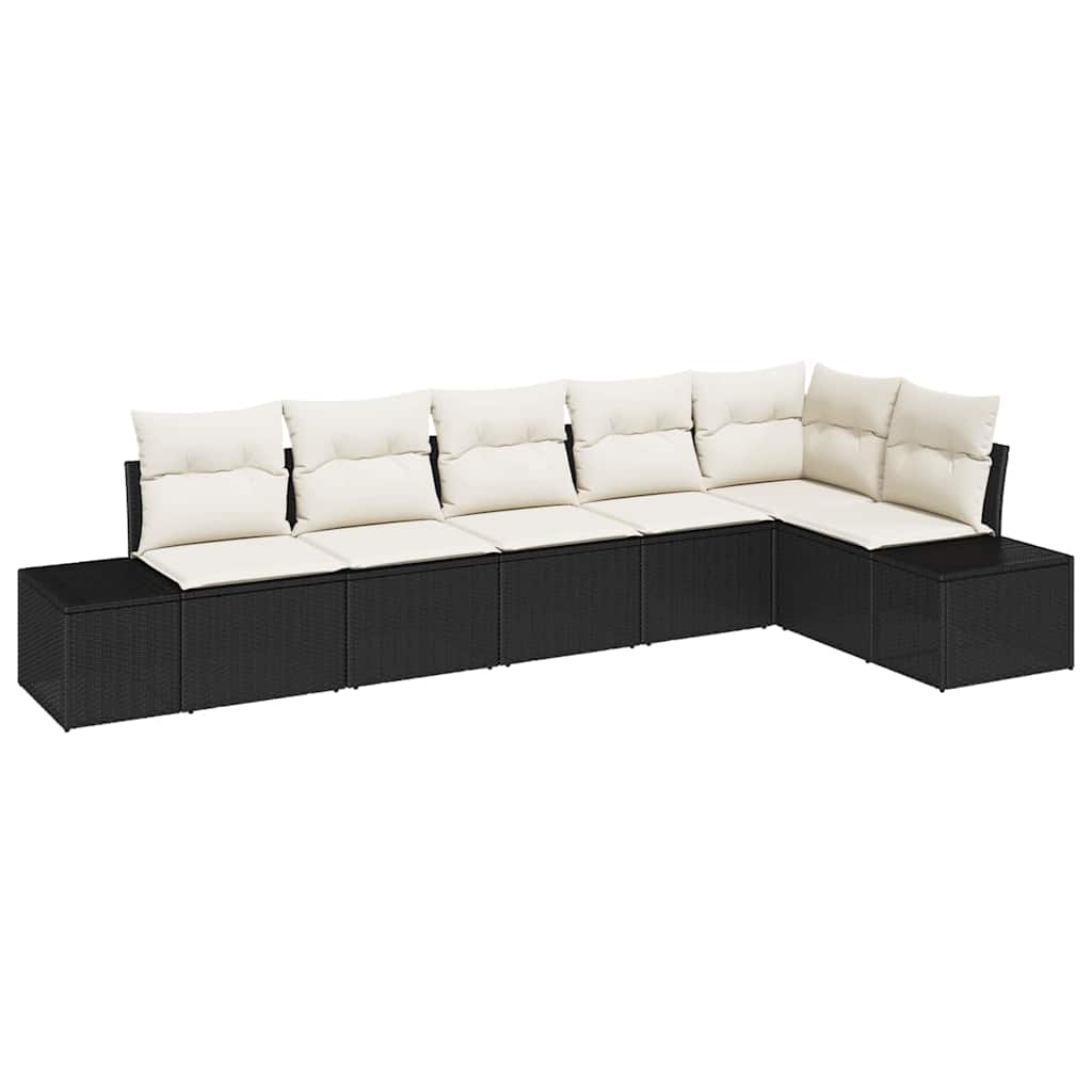 vidaXL Tuinbank Set met opslag 6 pcs Zwart en Crème poly rattan
