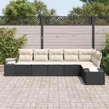 vidaXL Tuinbank Set met opslag 6 pcs Zwart en Crème poly rattan