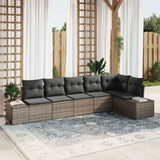 vidaXL Tuinbank Set met opslag 6 pcs Zwart en Crème poly rattan