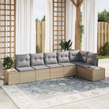 vidaXL Tuinbank Set met opslag 6 pcs Zwart en Crème poly rattan