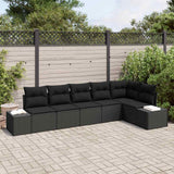vidaXL Tuinbank Set met opslag 6 pcs Zwart en Crème poly rattan