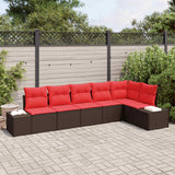 vidaXL Tuinbank Set 6 st Bruin en Rood poly rattan