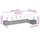 vidaXL Tuinbank Set 6 st Bruin en Rood poly rattan