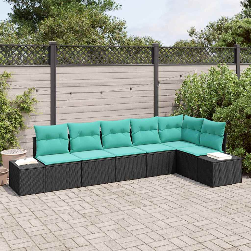 vidaXL Tuinbank Set 6 st Bruin en Rood poly rattan