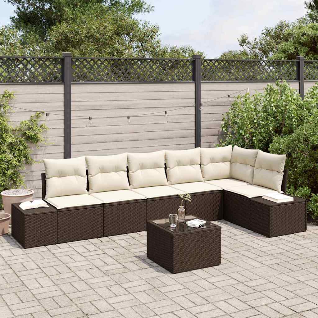 vidaXL Tuinbank Set met opslag 6 pcs Zwart en Crème poly rattan