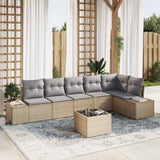 vidaXL Tuinbank Set met opslag 6 pcs Zwart en Crème poly rattan