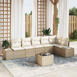 vidaXL Tuinbank Set met opslag 6 pcs Zwart en Crème poly rattan