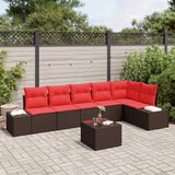 vidaXL Tuinbank Set 6 st Bruin en Rood poly rattan