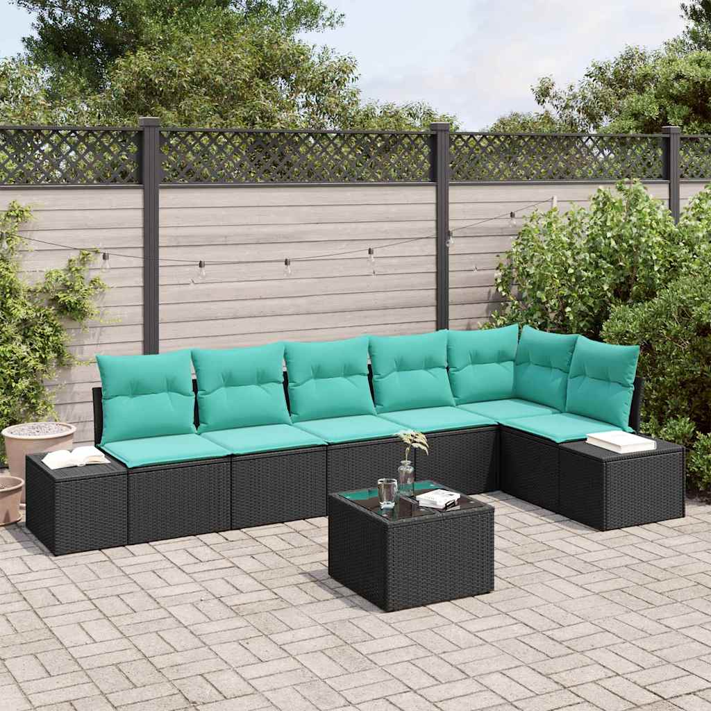 vidaXL Tuinbank Set 6 st Bruin en Rood poly rattan
