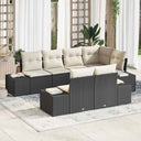 vidaXL Tuinbank Set met opslag 7 pcs Zwart en Crème poly rattan
