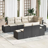 vidaXL Tuinbank Set met opslag 7 pcs Zwart en Crème poly rattan