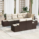 vidaXL Tuinbank Set met opslag 7 pcs Zwart en Crème poly rattan