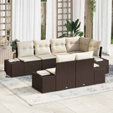 vidaXL Tuinbank Set met opslag 7 pcs Zwart en Crème poly rattan