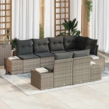 vidaXL Tuinbank Set met opslag 7 pcs Zwart en Crème poly rattan