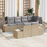 vidaXL Tuinbank Set met opslag 7 pcs Zwart en Crème poly rattan