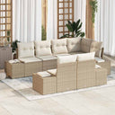 vidaXL Tuinbank Set met opslag 7 pcs Zwart en Crème poly rattan