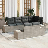 vidaXL Tuinbank Set met opslag 7 pcs Zwart en Crème poly rattan