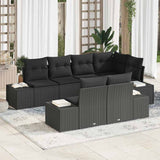 vidaXL Tuinbank Set met opslag 7 pcs Zwart en Crème poly rattan
