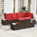 vidaXL Tuinbank Set 7 st Bruin en Rood poly rattan