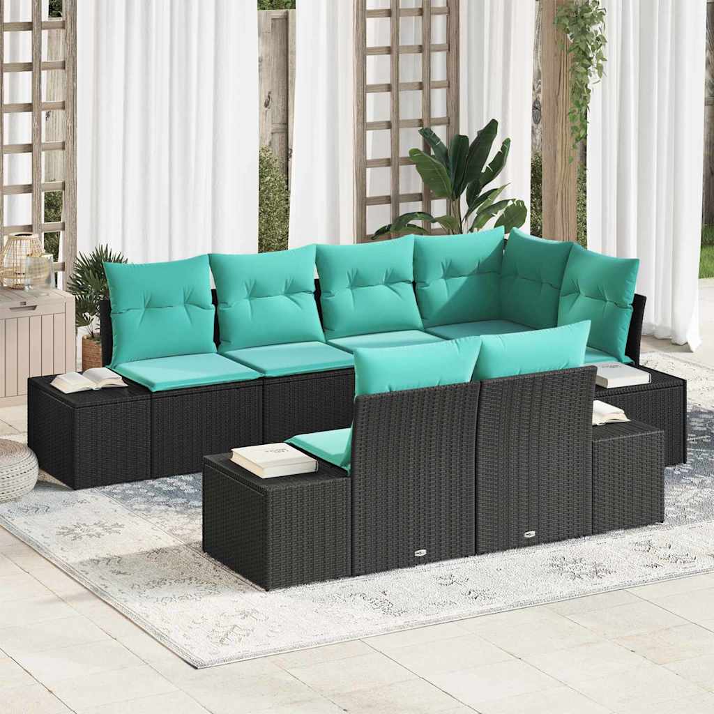 vidaXL Tuinbank Set 7 st Bruin en Rood poly rattan