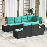 vidaXL Tuinbank Set 7 st Bruin en Rood poly rattan