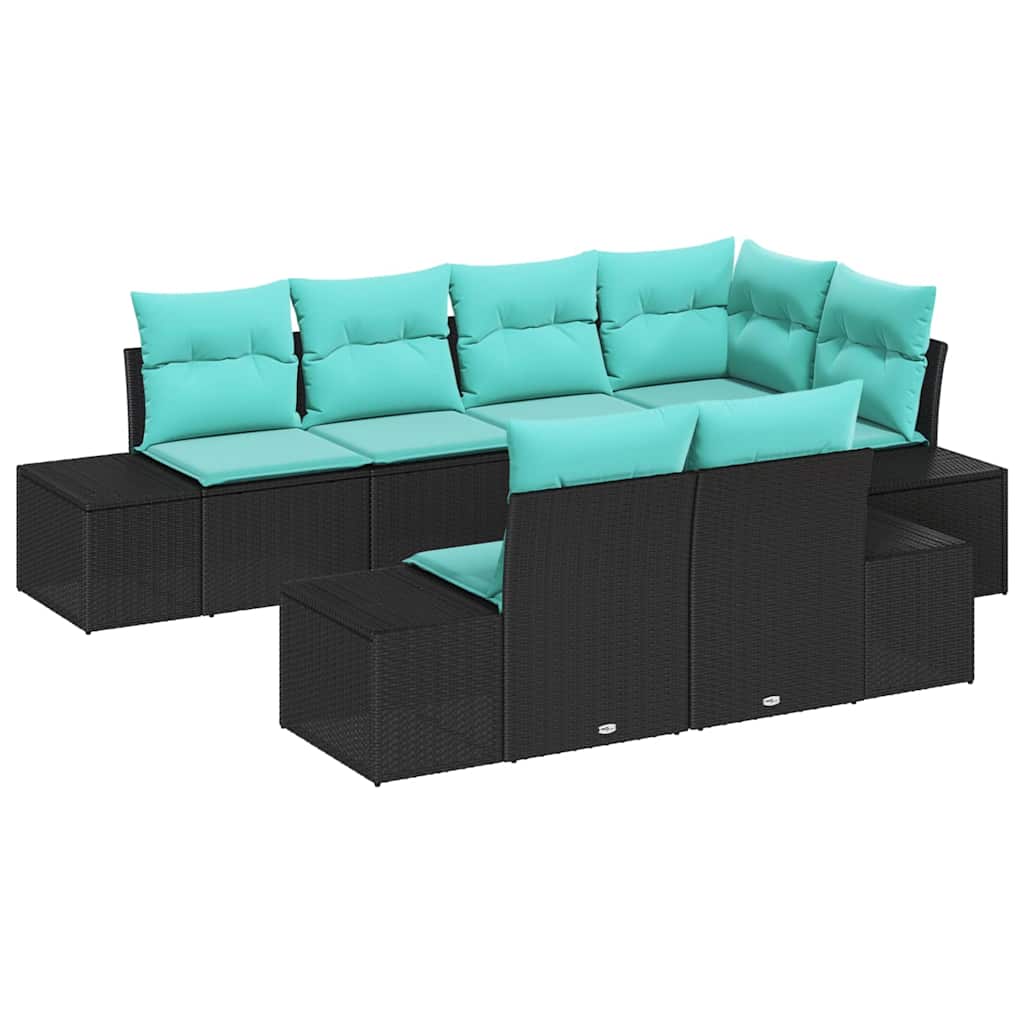 vidaXL Tuinbank Set 7 st Bruin en Rood poly rattan