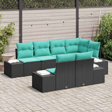 vidaXL Tuinbank Set 7 st Bruin en Rood poly rattan