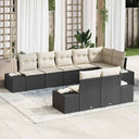 vidaXL Tuinbank Set met opslag 8 pcs Zwart en Crème Poly rattan