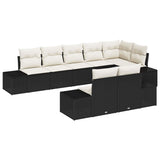 vidaXL Tuinbank Set met opslag 8 pcs Zwart en Crème Poly rattan