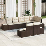 vidaXL Tuinbank Set met opslag 8 pcs Zwart en Crème Poly rattan