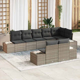 vidaXL Tuinbank Set met opslag 8 pcs Zwart en Crème Poly rattan