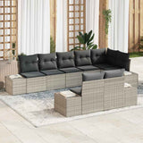 vidaXL Tuinbank Set met opslag 8 pcs Zwart en Crème Poly rattan