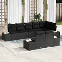 vidaXL Tuinbank Set met opslag 8 pcs Zwart en Crème Poly rattan