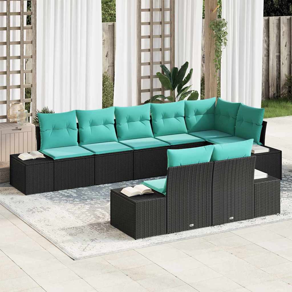 vidaXL Tuinbank Set 8 st Bruin en Rood Poly rattan