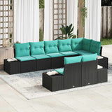 vidaXL Tuinbank Set 8 st Bruin en Rood Poly rattan