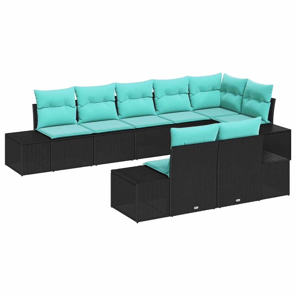 vidaXL Tuinbank Set 8 st Bruin en Rood Poly rattan