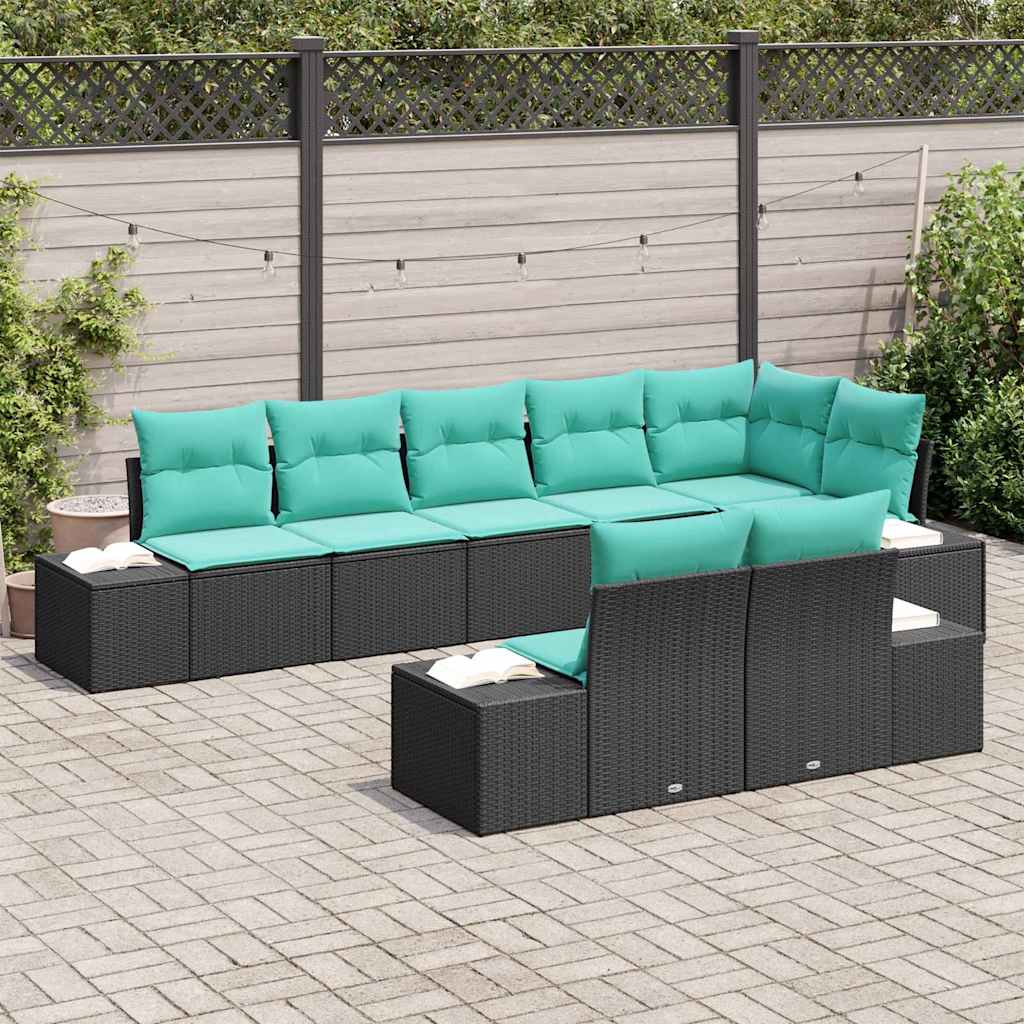 vidaXL Tuinbank Set 8 st Bruin en Rood Poly rattan