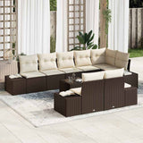vidaXL Tuinbank Set met opslag 8 pcs Zwart en Crème Poly rattan