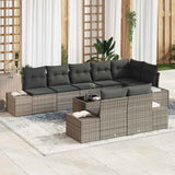 vidaXL Tuinbank Set met opslag 8 pcs Zwart en Crème Poly rattan